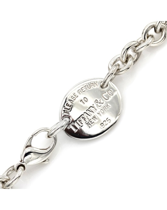 Oval Tag Necklace in Silver